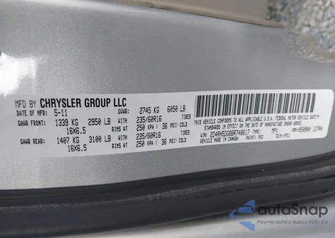 2011 Dodge Grand Caravan Crew из США, поврежденный, VIN 2D4RN5DG8BR748617